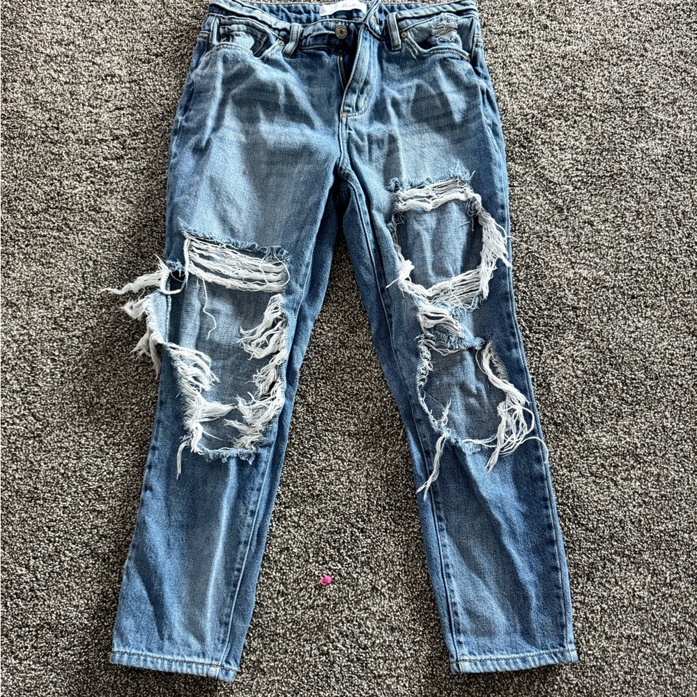 KanCan Women's Distressed Blue Slim Jeans